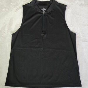 Athletic Sleeveless Golf Polo Quarter Zip Top Black Women's XL Performance Shirt